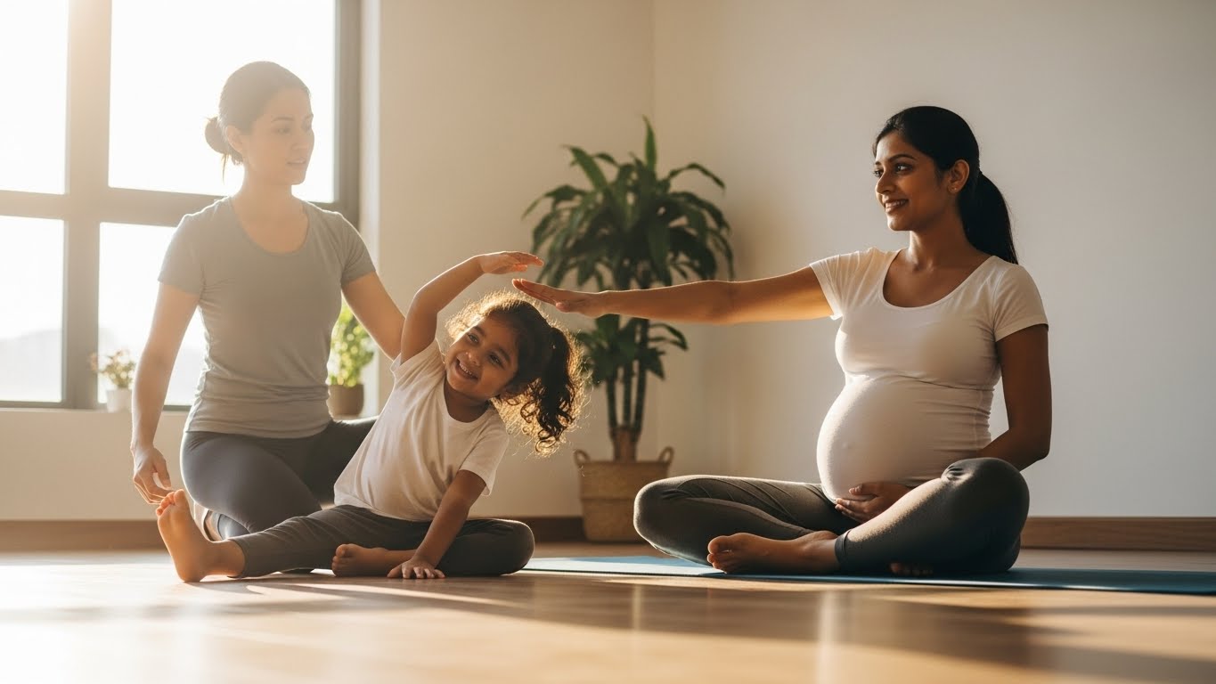 Prenatal yoga and gentle physical activities supporting mother and child health 